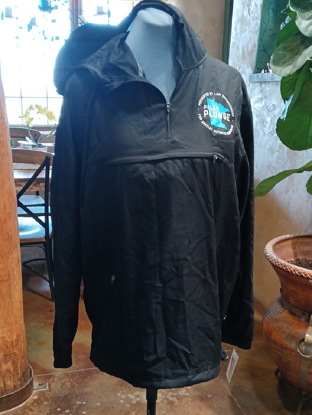 NWT black Pullover Hoodie with Front Zip Pocket